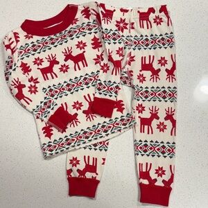 Hanna Andersson Red and White Reindeer Pajama Set